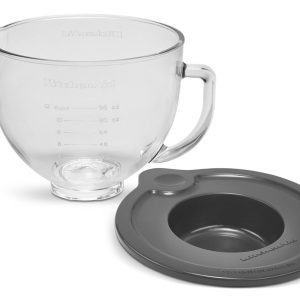 5 Quart Tilt-Head Glass Bowl with Measurement Markings & Lid