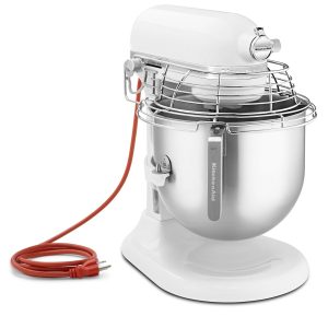NSF Certified® Commercial Series 8 Quart Bowl-Lift Stand Mixer with Stainless Steel Bowl Guard - White