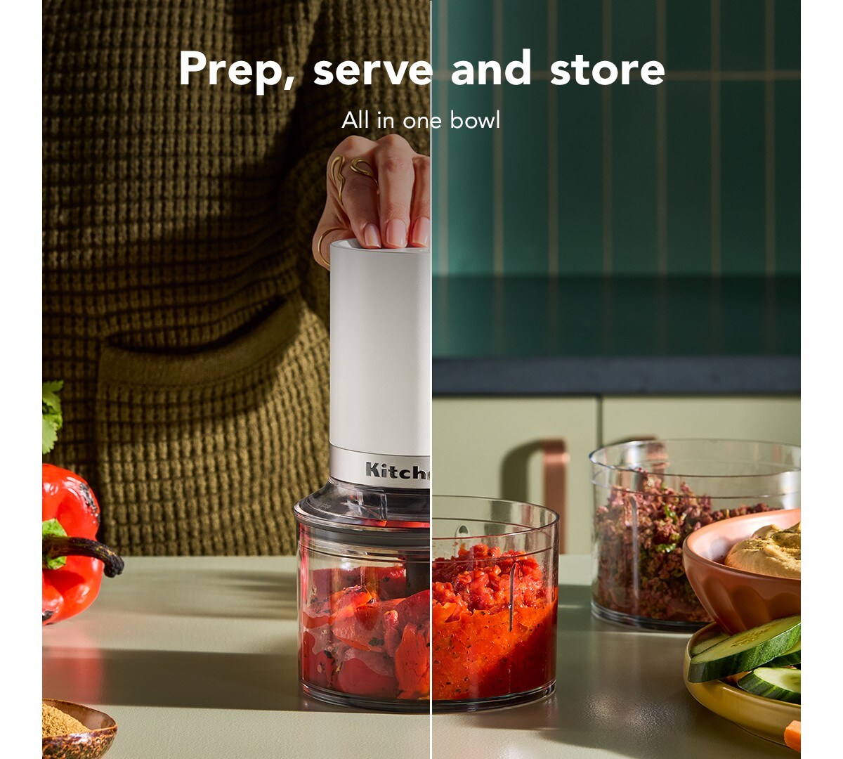 KitchenAid Go® Cordless Top Down Chopper - battery sold separately - Porcelain White - Image 4
