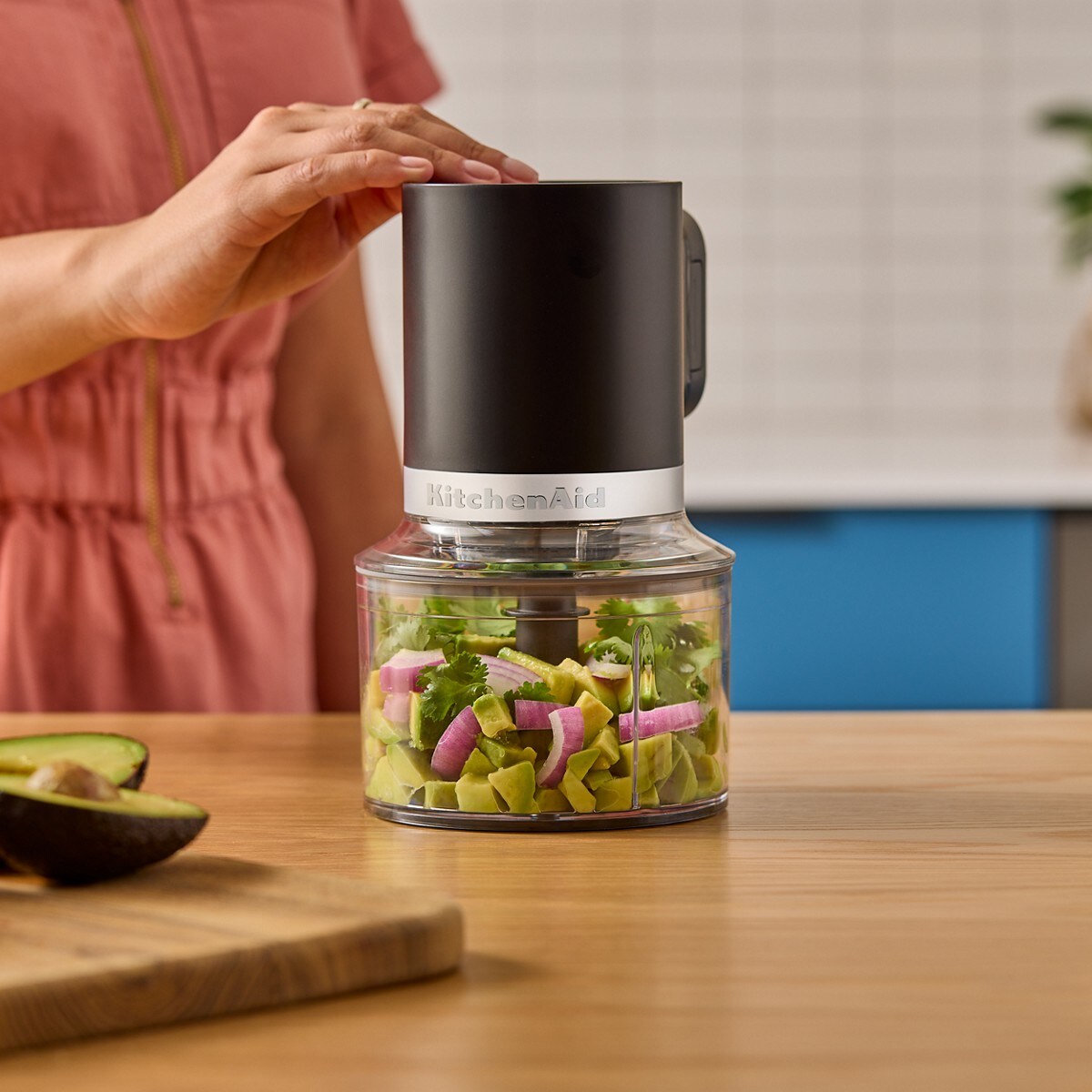 KitchenAid Go® Cordless Top Down Chopper with 2 Bowls - Includes Battery - Black Matte - Image 3