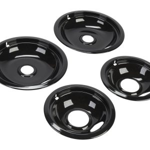 Range Electric/Cooktop 4-Pack Round Drip Bowls (Two 6-IN and Two 8-IN) - Black for Non-Hinged, 2-Wire Plug Cooking Elements
