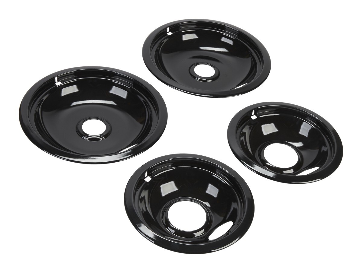 Range Electric/Cooktop 4-Pack Round Drip Bowls (Two 6-IN and Two 8-IN) - Black for Non-Hinged, 2-Wire Plug Cooking Elements