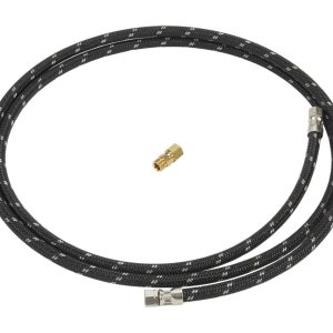 Refrigerator Water Line Installation Kit, Black, with (1) 7'L industrial braided flexible hose and (1) brass union