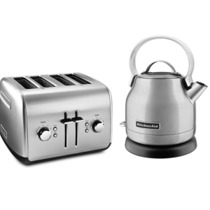 Breakfast Bundle (4-Slice Toaster and 1.25L Electric Kettle) - Brushed Stainless Steel