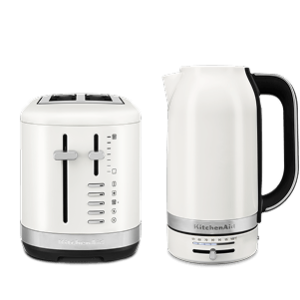Breakfast Set: Toaster 2 slice + Electric Kettle - Porcelain White