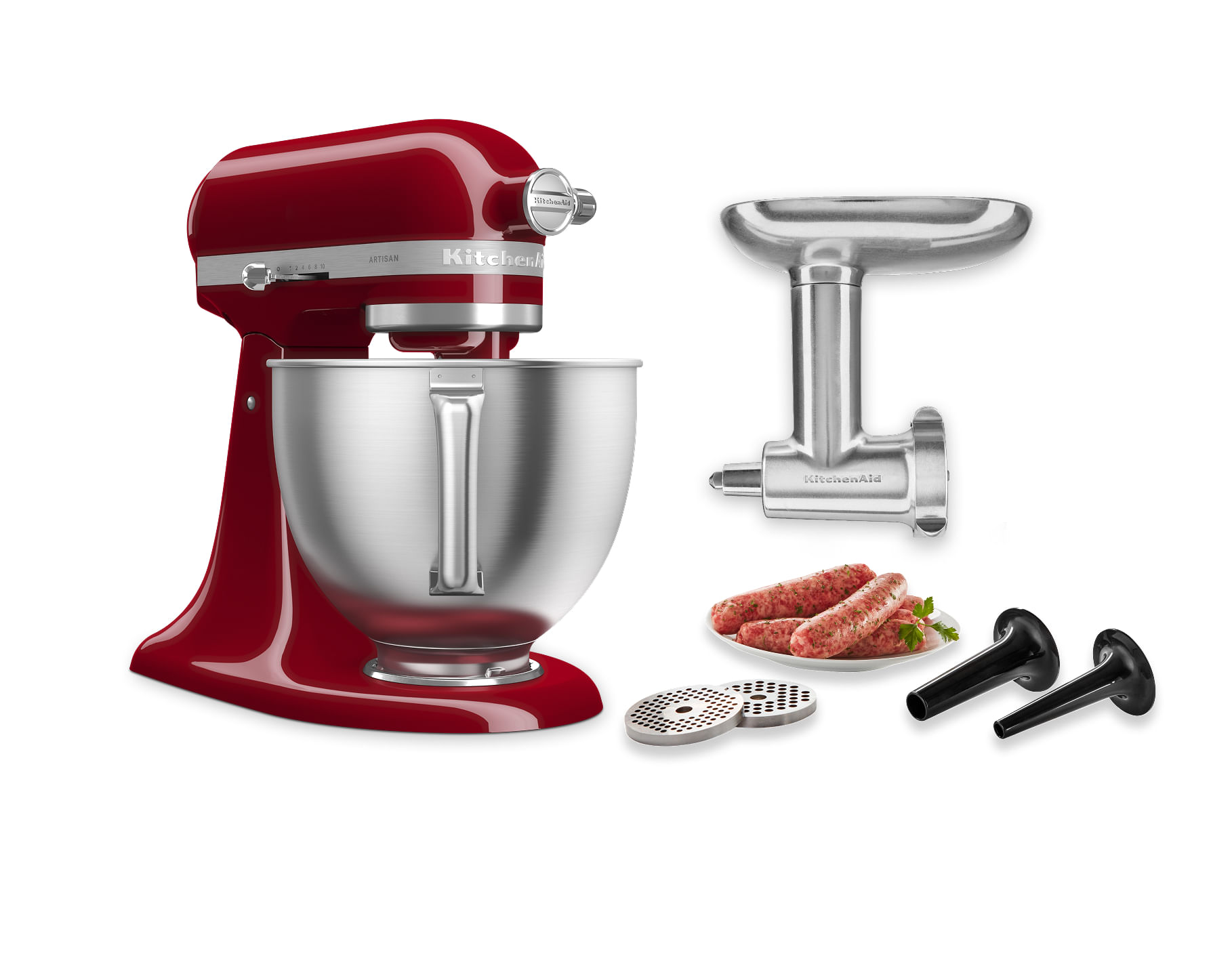 Artisan® 5-Qt Mixer with Premium Touchpoints & Metal Food Grinder Attachment - Empire Red