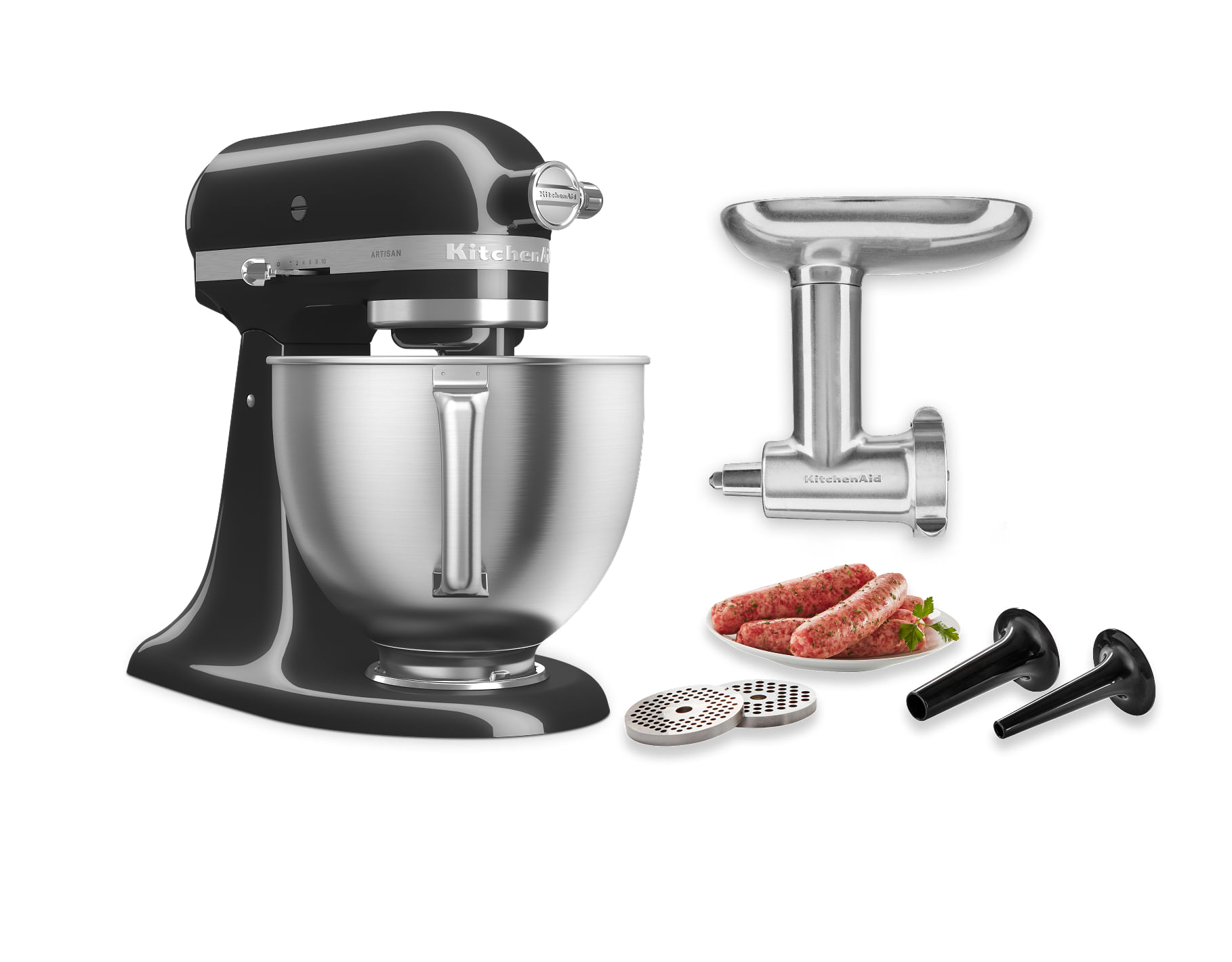 Artisan® 5-Qt Mixer with Premium Touchpoints & Metal Food Grinder Attachment - Onyx Black